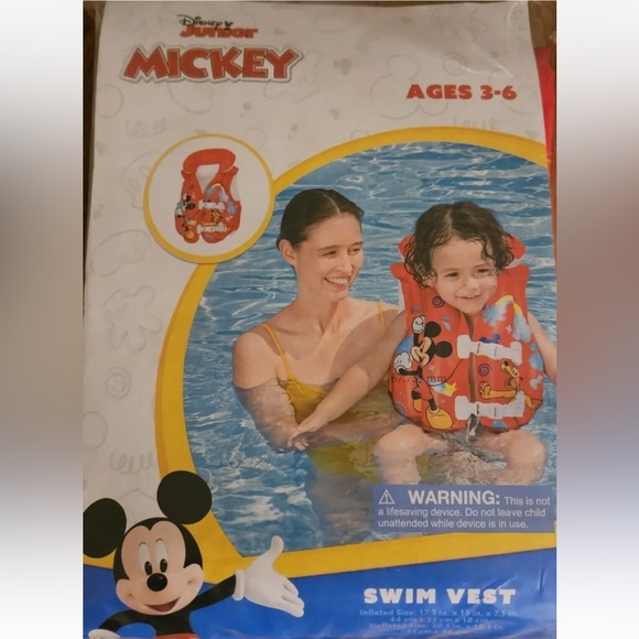 2pc Bestway Mickey Mouse Childs Swim Mask with Nose cover+Inflatable Swim Vest - Picture 4 of 5